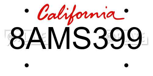 8AMS399 California License Plate