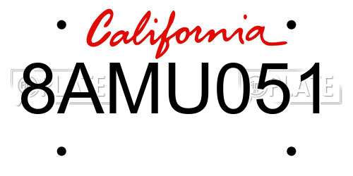 8AMU051 California License Plate