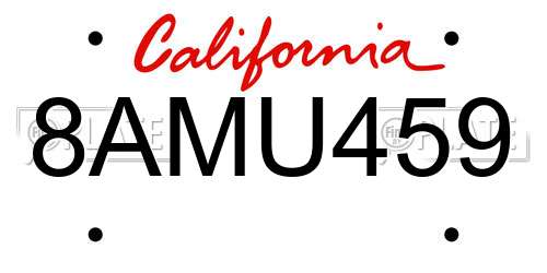 8AMU459 California License Plate