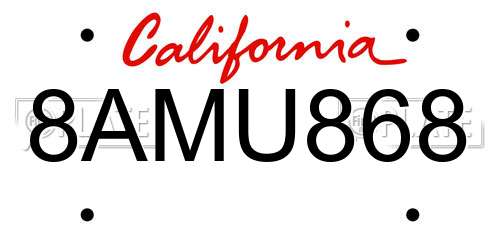 8AMU868 California License Plate