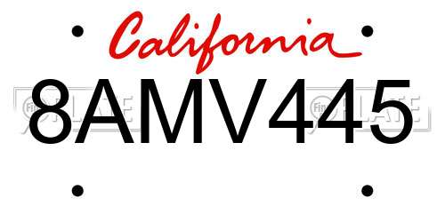 8AMV445 California License Plate