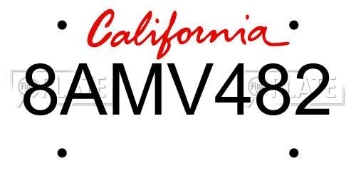 8AMV482 California License Plate