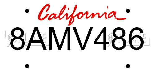 8AMV486 California License Plate