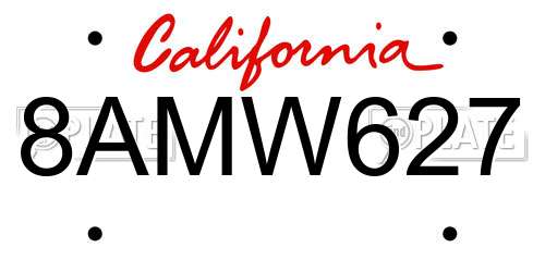 8AMW627 California License Plate