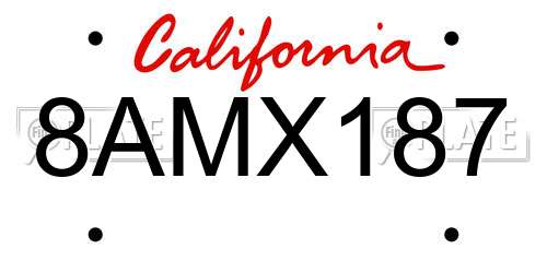 8AMX187 California License Plate