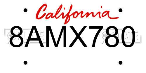 8AMX780 California License Plate