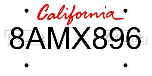 8AMX896 California License Plate