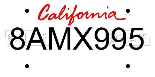 8AMX995 California License Plate