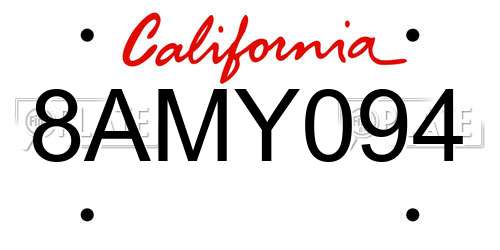 8AMY094 California License Plate