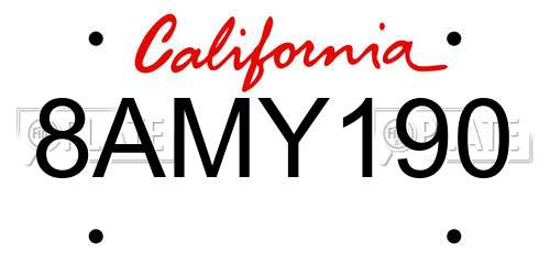 8AMY190 California License Plate