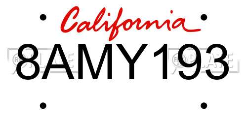 8AMY193 California License Plate