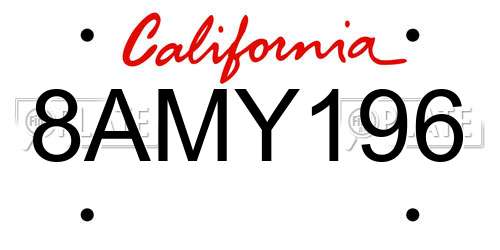 8AMY196 California License Plate
