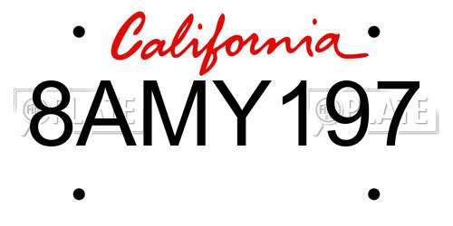 8AMY197 California License Plate