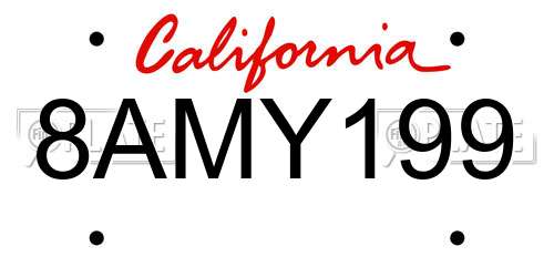 8AMY199 California License Plate