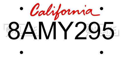 8AMY295 California License Plate