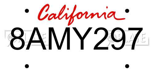 8AMY297 California License Plate