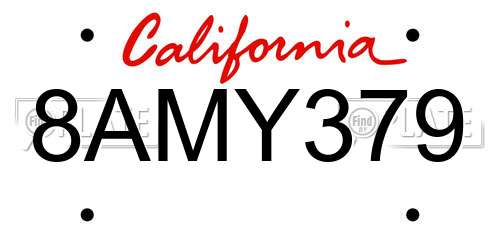 8AMY379 California License Plate