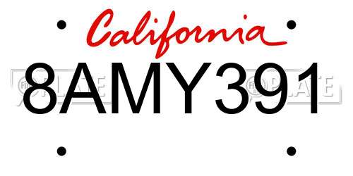 8AMY391 California License Plate