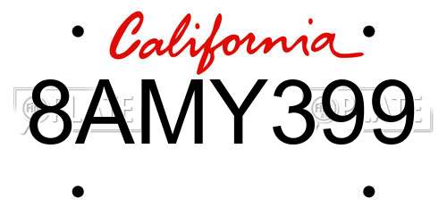 8AMY399 California License Plate