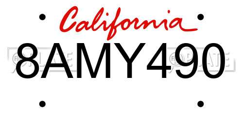 8AMY490 California License Plate