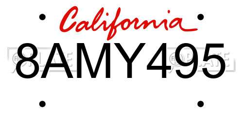 8AMY495 California License Plate