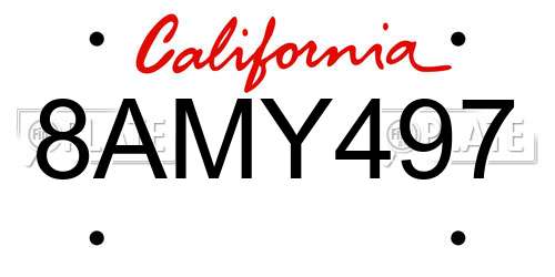8AMY497 California License Plate