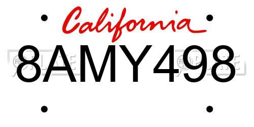 8AMY498 California License Plate