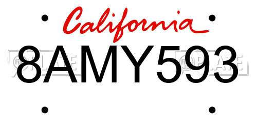 8AMY593 California License Plate