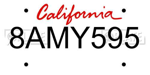 8AMY595 California License Plate