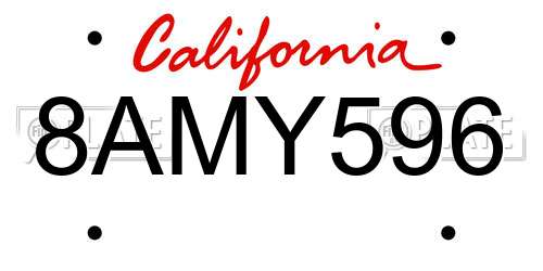 8AMY596 California License Plate