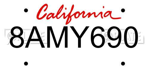 8AMY690 California License Plate
