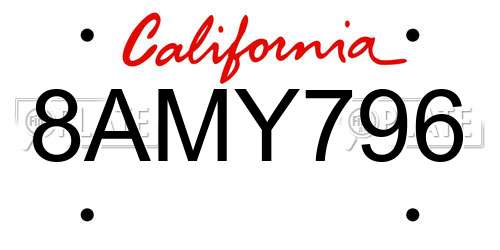 8AMY796 California License Plate