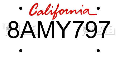 8AMY797 California License Plate