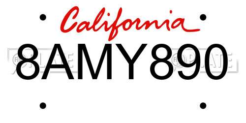 8AMY890 California License Plate
