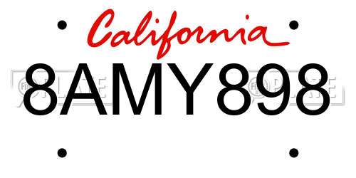 8AMY898 California License Plate