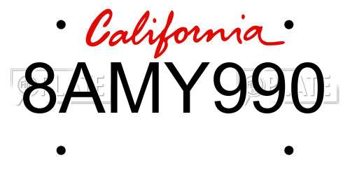 8AMY990 California License Plate
