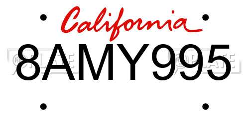 8AMY995 California License Plate