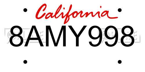 8AMY998 California License Plate