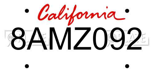 8AMZ092 California License Plate