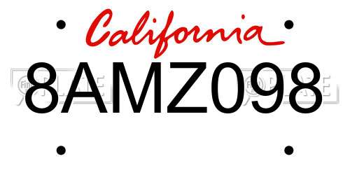 8AMZ098 California License Plate