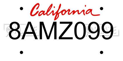 8AMZ099 California License Plate