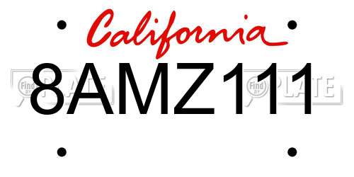 8AMZ111 California License Plate