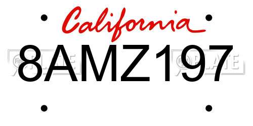 8AMZ197 California License Plate