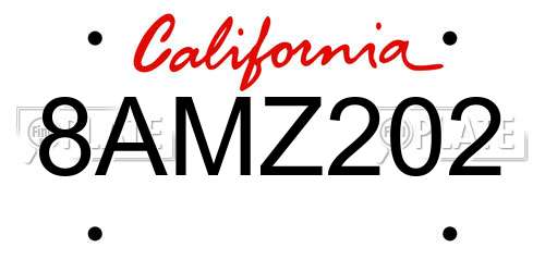 8AMZ202 California License Plate