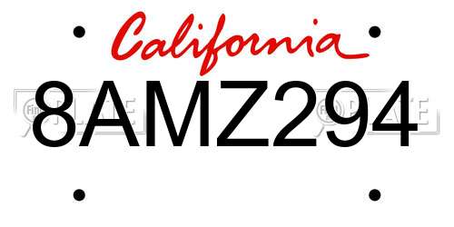 8AMZ294 California License Plate