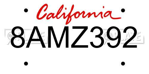 8AMZ392 California License Plate