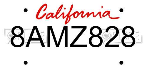 8AMZ828 California License Plate