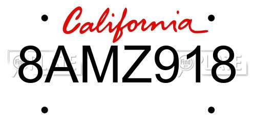 8AMZ918 California License Plate