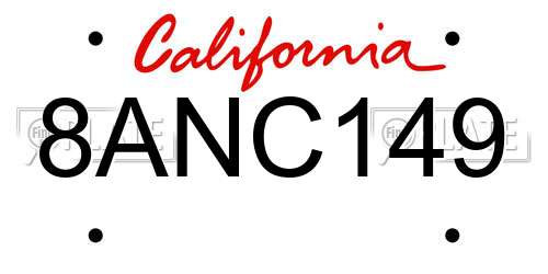 8ANC149 California License Plate