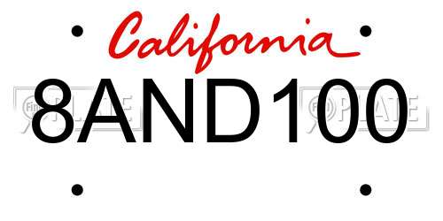 8AND100 California License Plate